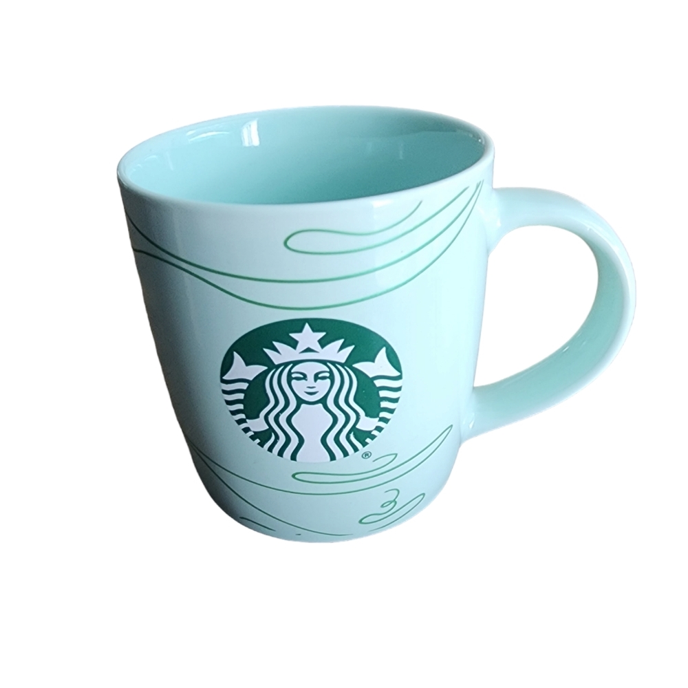 Starbucks Swirl Mermaid Siren‎ Logo Mint Green Coffee Mug 12 oz